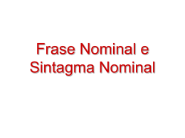 Frase Nominal e Sintagma Nominal