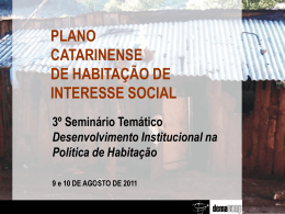 Objetivos e Programação - Governo do Estado de Santa Catarina