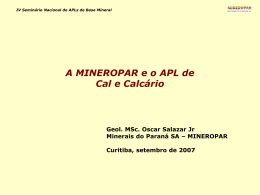 A MINEROPAR e o APl de Cal e Calcário