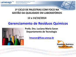 Gerenciamento de Res&iacute;duos Qu&iacute;micos