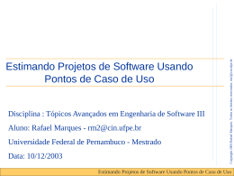Pontos de Caso de Uso - Universidade Federal de Pernambuco
