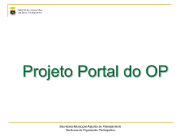 Projeto Portal do OP - Prefeitura Municipal de Belo Horizonte