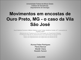 Movimentos em encostas de Ouro Preto, MG