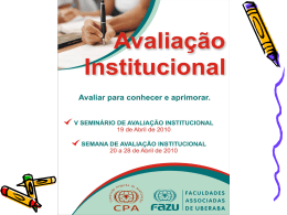 III SEMINÁRIO DE AVALIAÇÃO INSTITUCIONAL