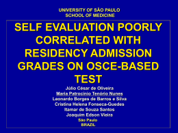 self evaluation correlated poorly with residency admission grades