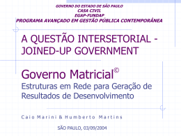 Governo Matricial - Fundap - Governo do Estado de São Paulo