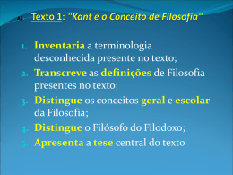 A1: Texto 1: "Kant e o Conceito de Filosofia"