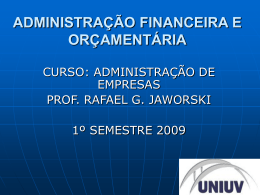 ADMINISTRAÇÃO FINANCEIRA E ORÇAMENTÁRIA