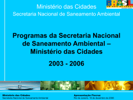Programas da Secretaria Nacional de Saneamento