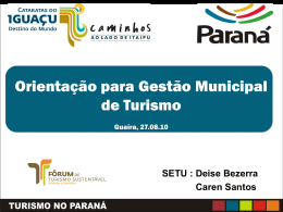 Curso Gestão Municipal do Turismo