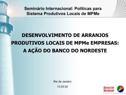 ação do Banco do Nordeste - Instituto de Economia da UFRJ