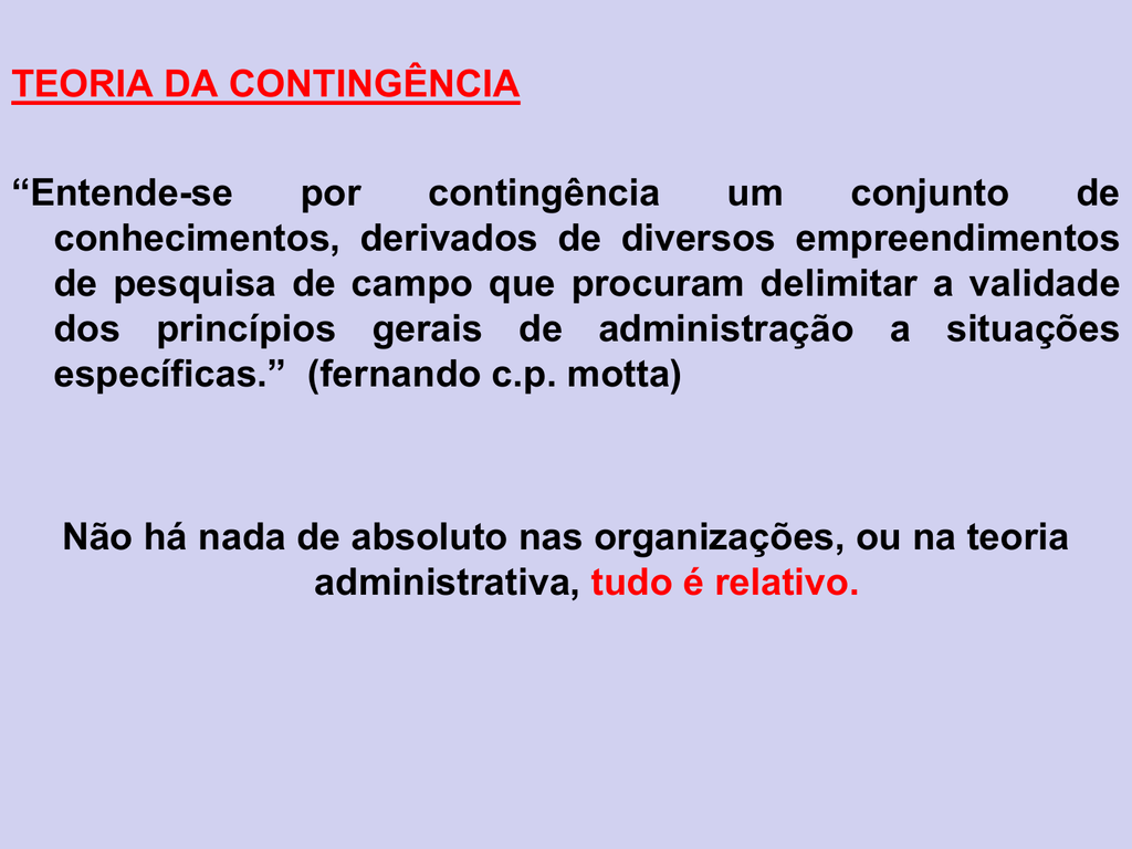 Teoria Contingencial
