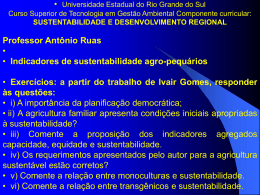 I. Sustentabilidade e produ&ccedil;&atilde;o agr&iacute;cola.