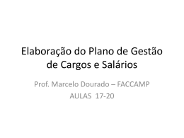 Elabora&ccedil;&atilde;o do Plano de Gest&atilde;o de Cargos e Sal&aacute;rios