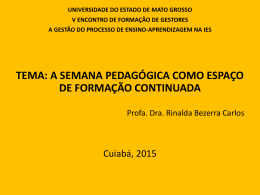 A semana Pedagógica como espaço de formação