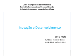 Inovação e Desenvolvimento - Clube de Engenharia de Pernambuco