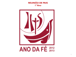 REUNI&Atilde;O DE PAIS 1&ordm; Ano - Par&oacute;quia Nossa Senhora da Hora