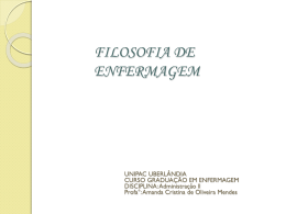 Filosofia do servi&ccedil;o de enfermagem