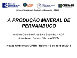 Produ&ccedil;&atilde;o Mineral em PE ? Novas Ambientais CPRH