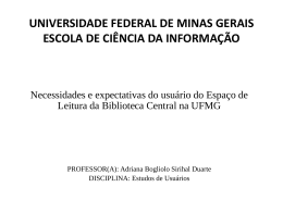 UNIVERSIDADE FEDERAL DE MINAS GERAIS ESCOLA