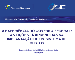 Apresentação STN - Sistema de Custos - Governo Federal - Unifal-MG