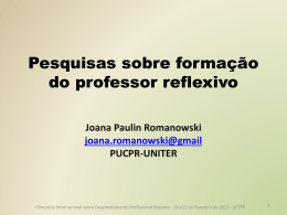 Pesquisas sobre formação do professor reflexivo