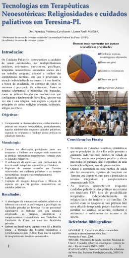 Religiosidades e cuidados paliativos em Teresina-PI.