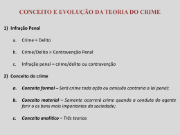 CONCEITO E EVOLUÇÃO DA TEORIA DO CRIME Infração Penal