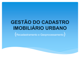 3) GESTÃO DO CADASTRO IMOBILIÁRIO URBANO