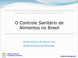 1- Desburocratiza&ccedil;&atilde;o das atividades de controle sanit&aacute;rio