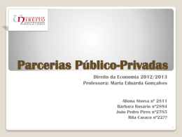 Parcerias P&uacute;blico-Privadas - Faculdade de Direito da UNL