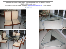 Vendo mesa triangular (1,6mx1,6mx1,6m) com tampo de vidro de