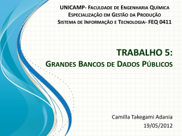 TRABALHO 5: Grandes Bancos de Dados Públicos