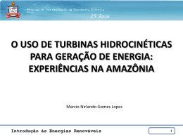 O Uso de Turbinas Hidrocinéticas: Experiências na Amazônia