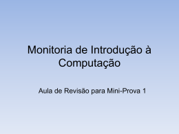 Monitoria de Introdução à Computação