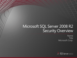 SQL Server 2008 R2 Security Overview Deck