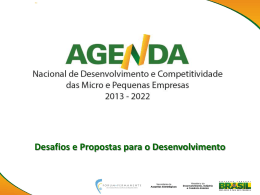 Agenda nacional de desenvolvimento e competitividade das MPE