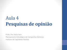 Pesquisas qualitativas - Assembleia Legislativa do Estado de São