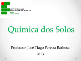 Qu&iacute;mica dos Solos Parte I
