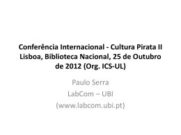 Conferência Internacional - Cultura Pirata II Lisboa, Biblioteca