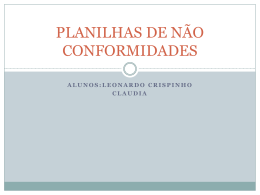 PLANILHAS DE NÃO CONFORMIDADES