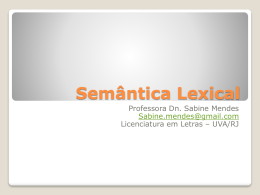 Semântica Lexical I (aulas 02 e 03)