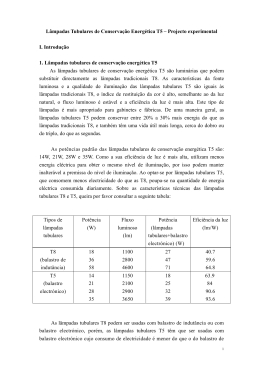 L&acirc;mpadas Tubulares de Conserva&ccedil;&atilde;o Energ&eacute;tica T5 &ndash; Projecto