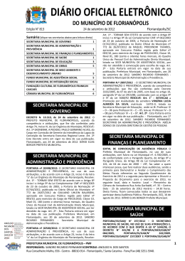 DI&Aacute;RIO OFICIAL ELETR&Ocirc;NICO - Prefeitura Municipal de Florian&oacute;polis