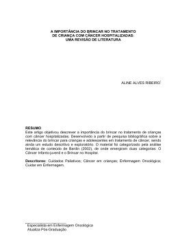 a import&acirc;ncia do brincar no tratamento de crian&ccedil;a com c&acirc;ncer