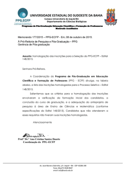 Homologação das Inscrições