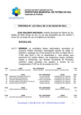 portaria nº 137-2012 nomeação - Prefeitura Municipal de Fátima do