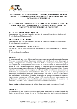 An&aacute;lise dos conte&uacute;dos apresentados no Quadro Sa&uacute;de