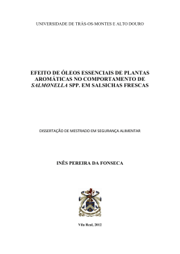 efeito de &oacute;leos essenciais de plantas arom&aacute;ticas no comportamento