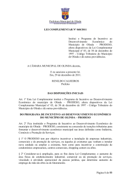 Lei Complementar N&ordm; 040/2011 &ndash; PRODESO